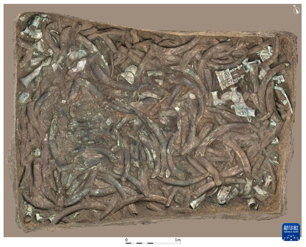 四川廣漢市三星堆商代遺址八號坑（資料圖）。