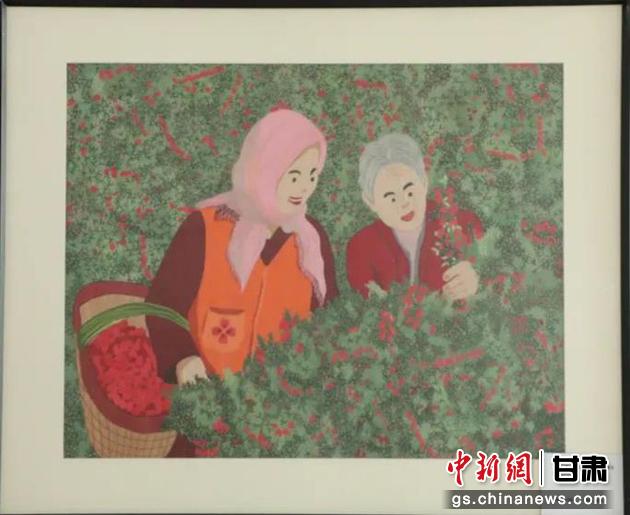 靖遠縣枸杞種植業(yè)帶動10多萬農民脫貧致富。刺繡 王明風 繡稿 胡靜