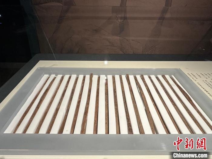 圖為甘肅簡牘博物館展陳的漢簡。中新社記者 戴文昌 攝