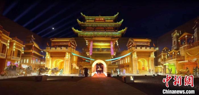 2024年7月15日，甘肅嘉峪關(guān)開(kāi)啟“夜游”模式。圖為夜游燈光劇《天下嘉峪關(guān)》光影效果。(甘肅嘉峪關(guān)關(guān)城景區(qū)供圖)