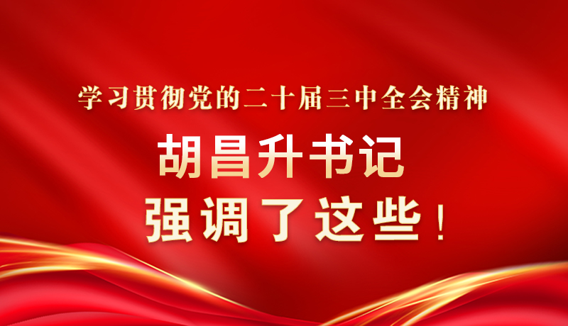 圖解|學(xué)習(xí)貫徹黨的二十屆三中全會精神 胡昌升書記強(qiáng)調(diào)了這些！